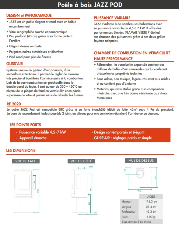 Poêle à bois JAZZ POD