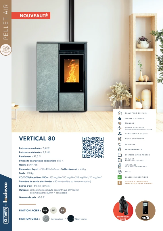 Poêle à bois VERTICAL 80