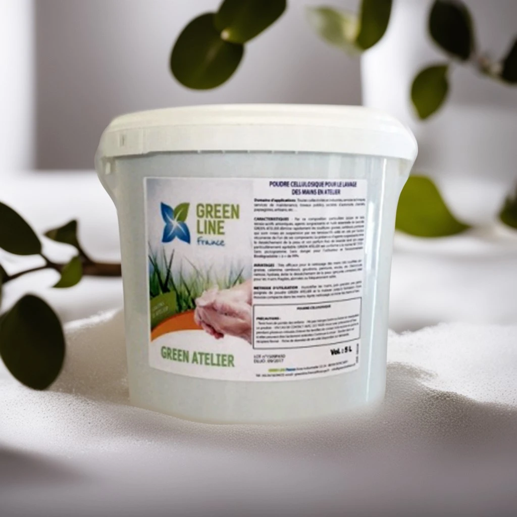 GREEN ATELIER 5L - POUDRE CELLULOSIQUE POUR LE LAVAGE DES MAINS EN ATELIER