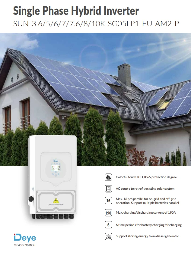 Onduleur Hybride monophasé DEYE  3.6 kw SUN-3.6K-SG05LP1-EU-AM2-P