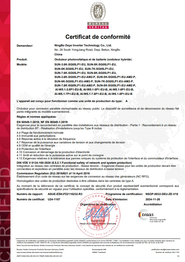 Onduleur Hybride monophasé DEYE  SUN-6K-SG05LP1-EU-AM2-P   6 KW