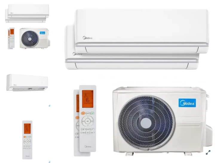 climatisation réversible Bi splits  Midea 4.1 kw 20+20 jusqu'a 40 m2 pose inclus
