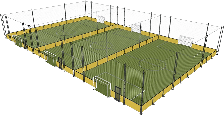 Terrain complet de foot en salle futsal indoor five soccer 5v5 depuis 2015