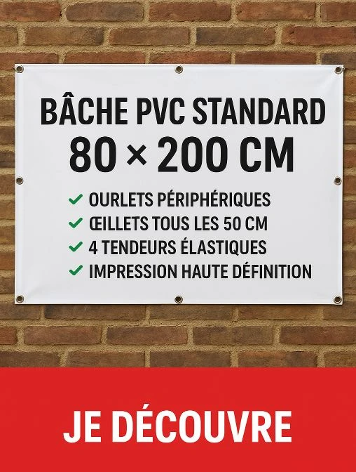 Bâche PVC 80x200 cm – Format vertical, idéale vitrines & événements