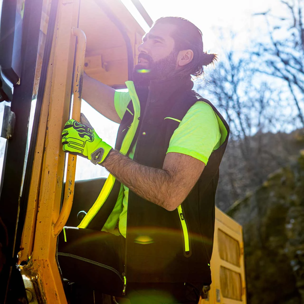 Gilet Softshell black Carbon / jaune FLUO
