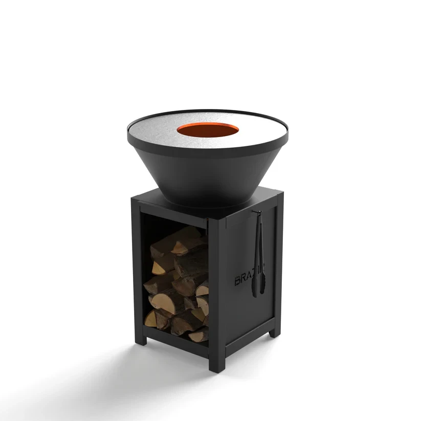 Brasero-Plancha 640 mm : Rond avec socle taille M - Finition Noire : peinture thermolaquée haute température - Idéal jusqu'à 7 convives