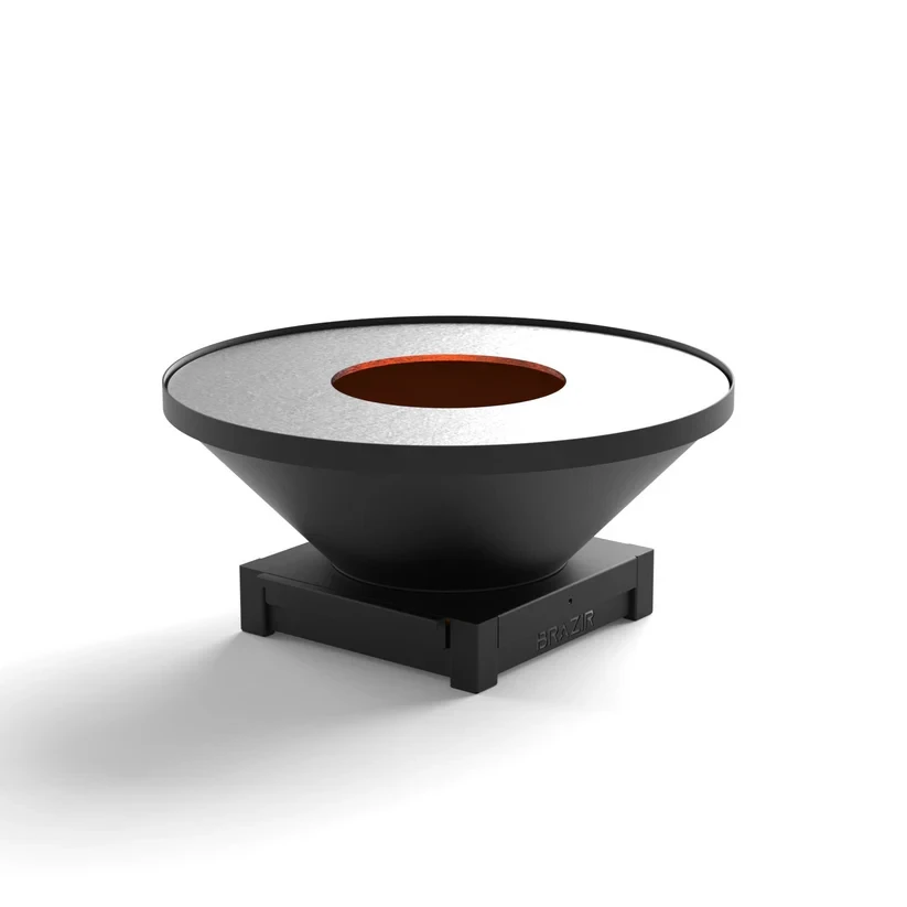 Brasero-Plancha 840 mm : Rond avec socle taille S - Finition Noire : peinture thermolaquée haute température - Idéal jusqu'à 15 convivesuit