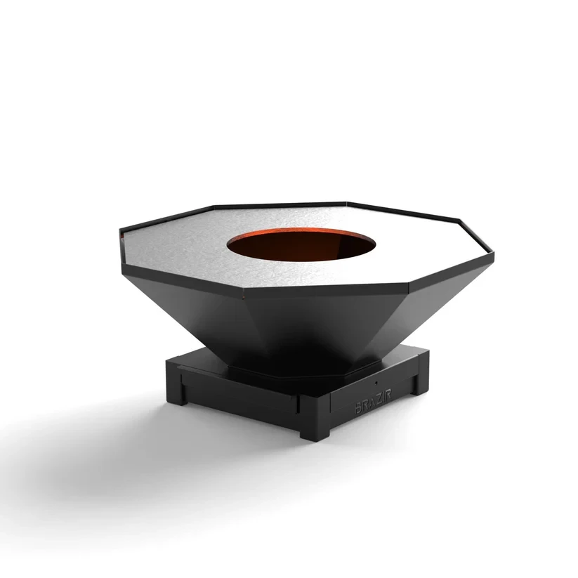 Brasero-Plancha 840 mm : Octogonal avec socle taille S - Finition Noire : peinture thermolaquée haute température - Idéal jusqu'à 15 convives