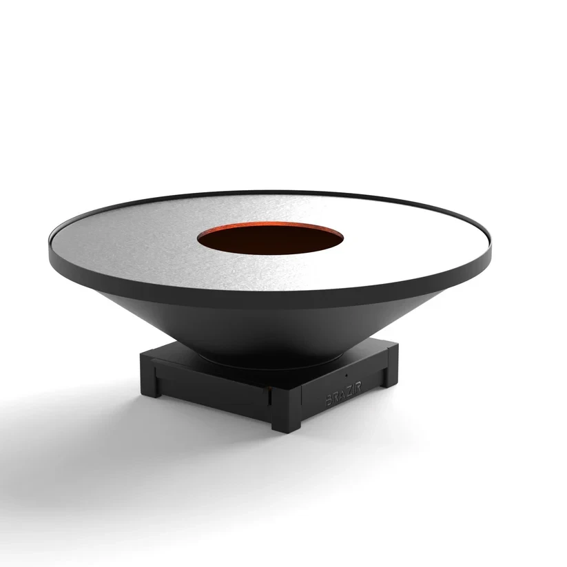 Brasero-Plancha 1040 mm : Rond avec socle taille S - Finition Noire : peinture thermolaquée haute température - Idéal jusqu'à 30 convives