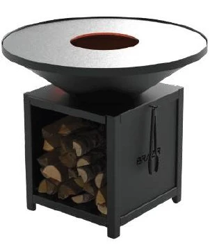 Brasero-Plancha 1040 mm : Rond avec socle taille L - Finition Noire : peinture thermolaquée haute température - Idéal jusqu'à 30 convives