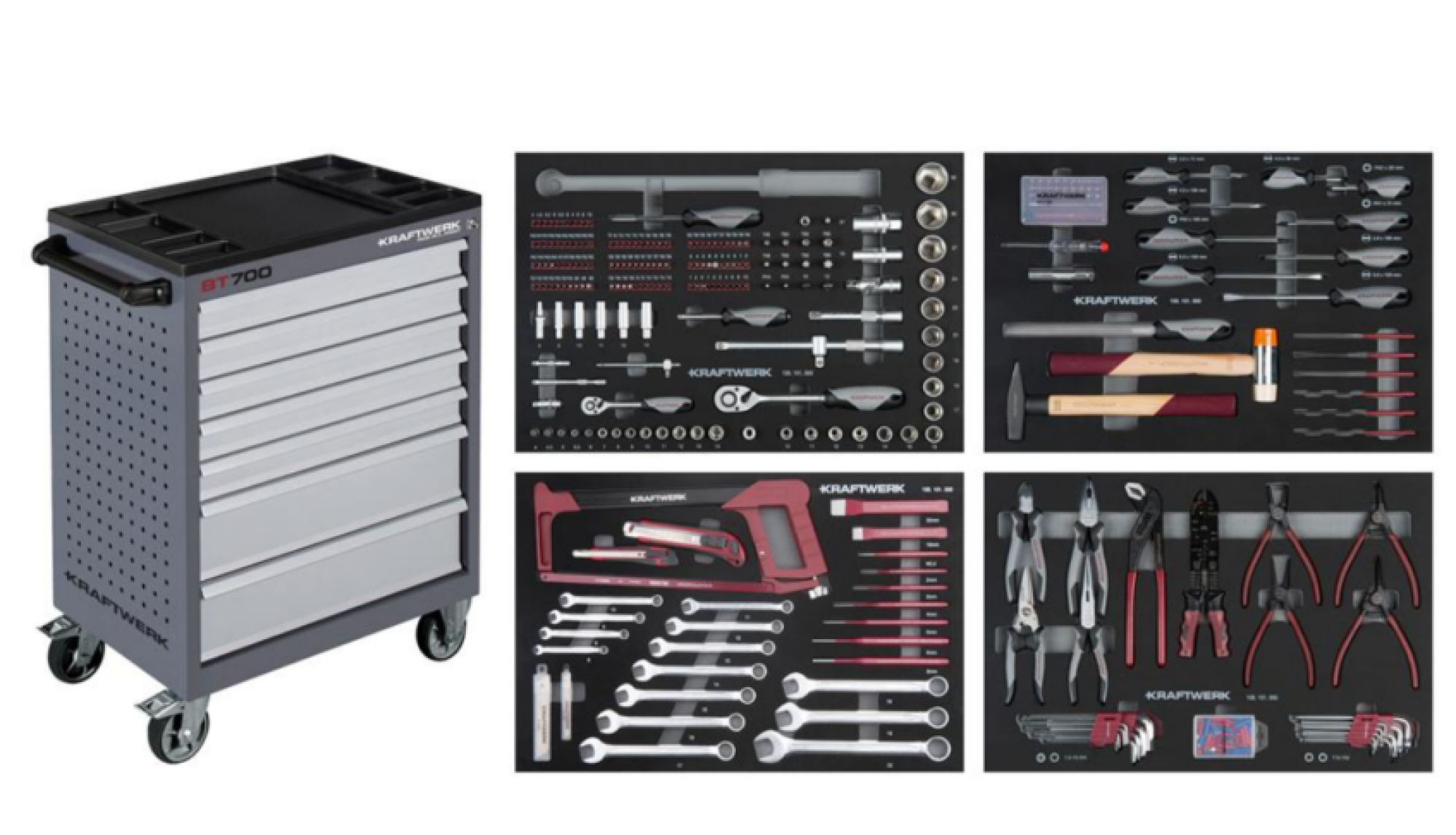 Servante d'atelier Basic Line BT700 avec 337 outils, 7 tiroirs KRAFTWERK