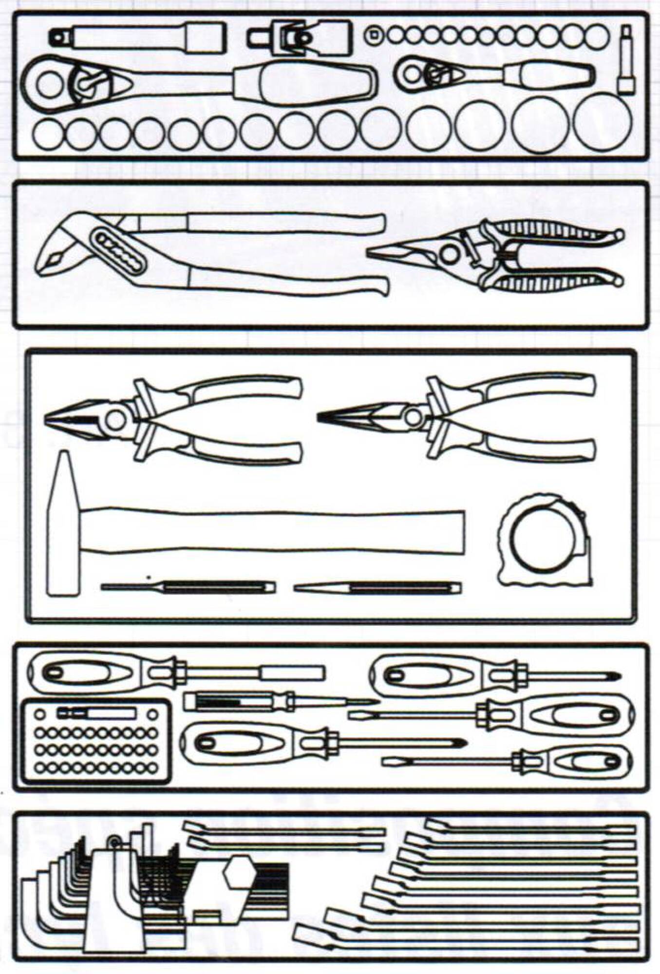 Caisse métallique équipée de 106 outils universel  1/4″-1/2″ KRAFTWERK