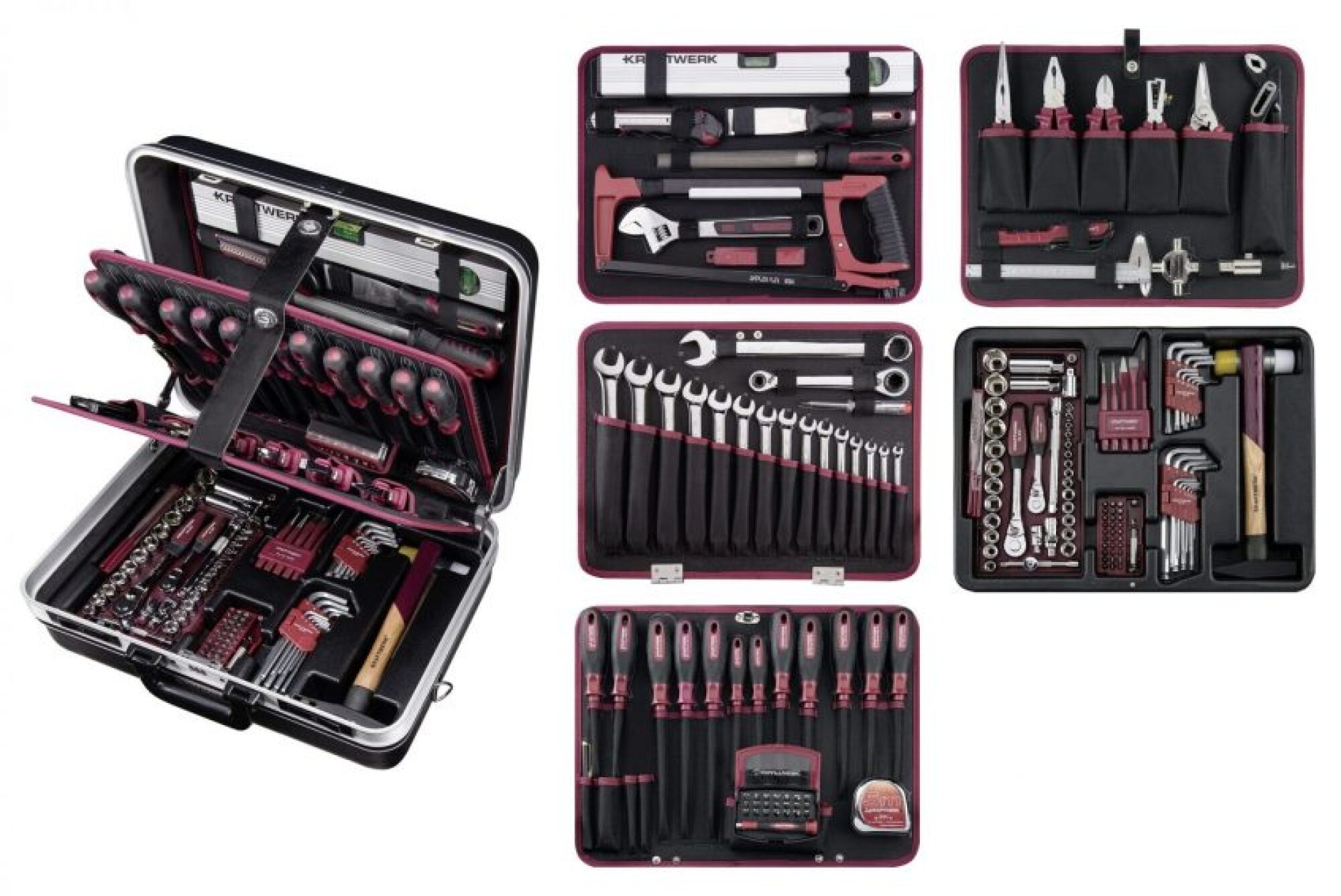 Valise équipée de 185 outils professionnels 1/4″-3/8″ (P300) KRAFTWERK