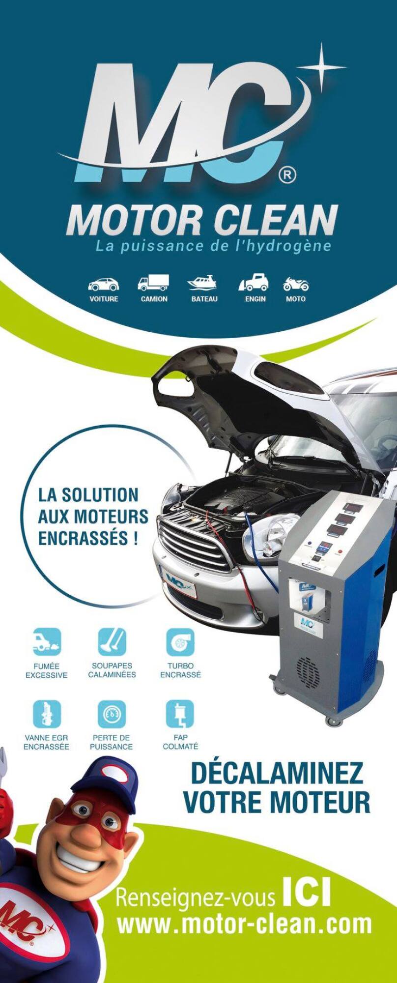 Décalaminage moteur hydrogène "motor clean" + désinfection auto norme en 17272