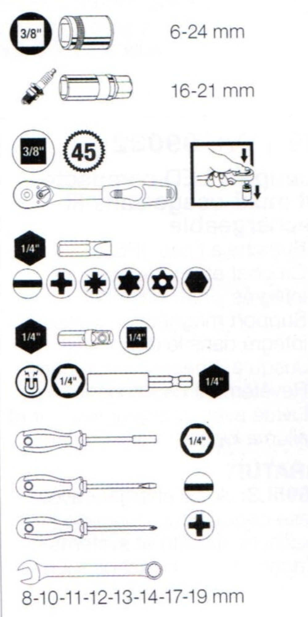 Coffret d'outils 1/4″ – 3/8″, 90 pcs Basic Line KRAFTWERK