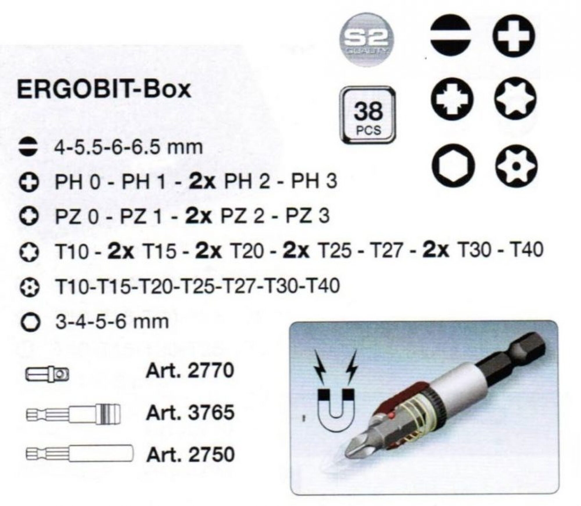 Boîte de 38 embouts 1/4" KRAFTWERK