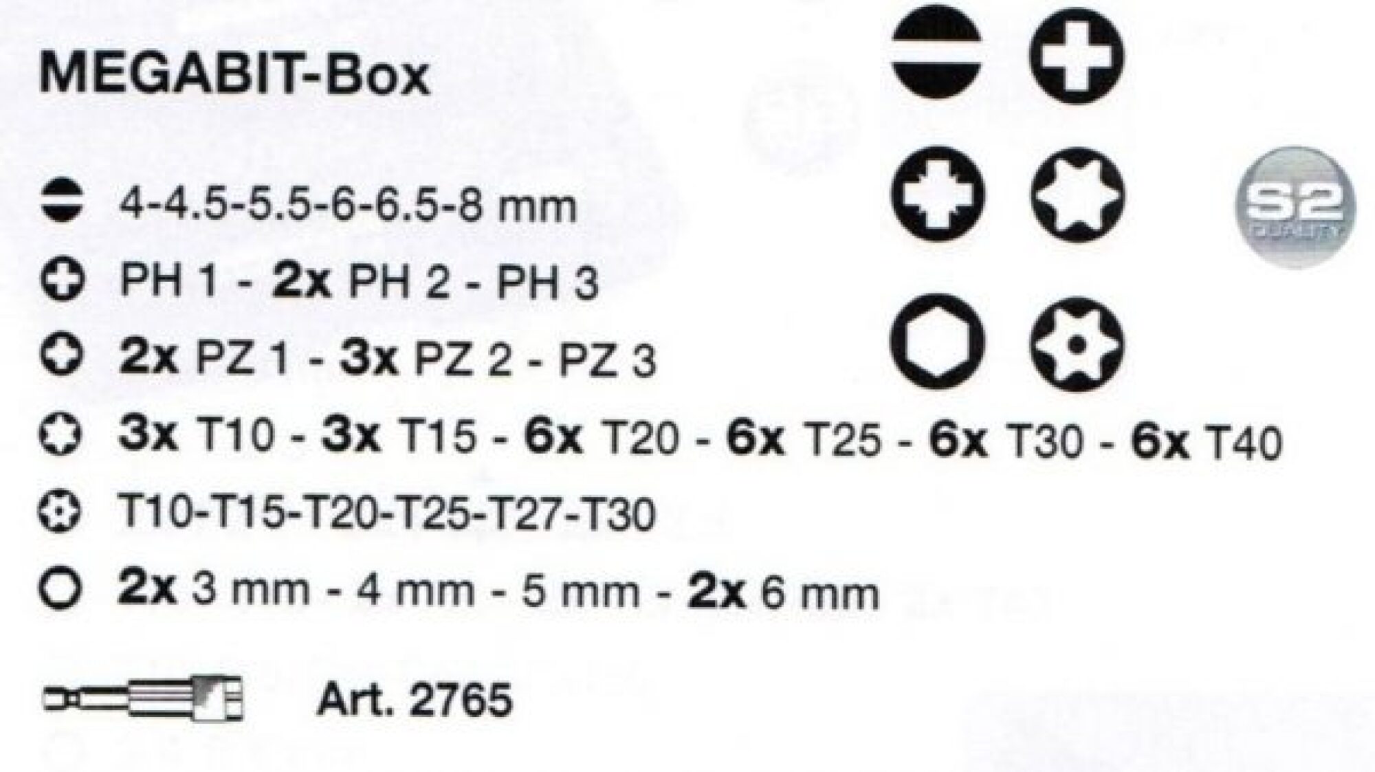 Boîte d'embouts 1/4", 61 pcs KRAFTWERK
