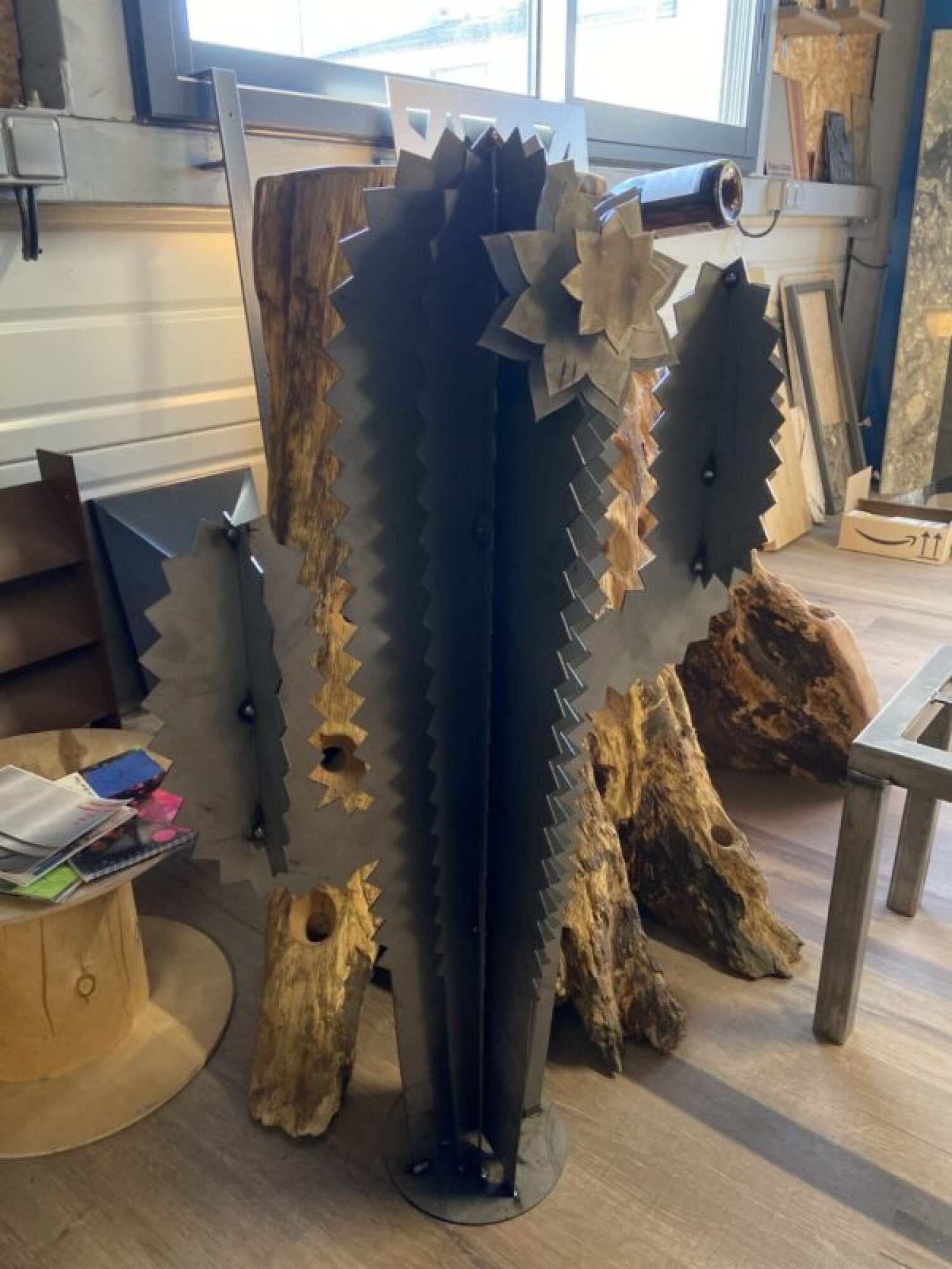 Œuvre d'art métallique, cactus de taille 1 M