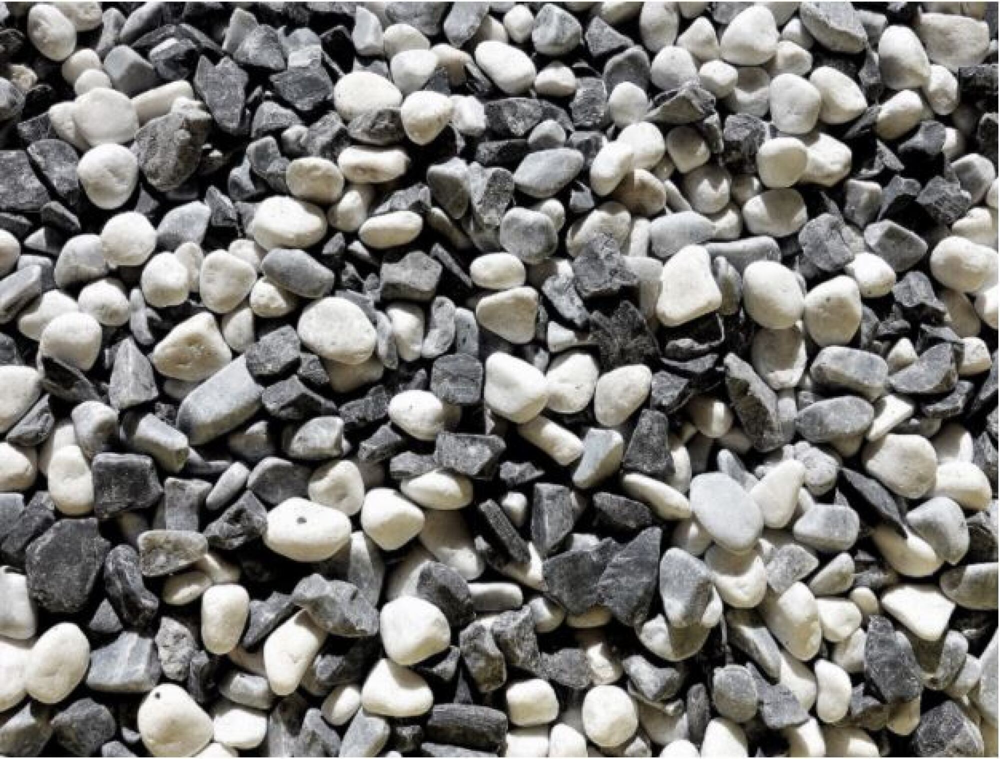 Paillage minéral : galets mixt blanc gris noir calibre 12/24