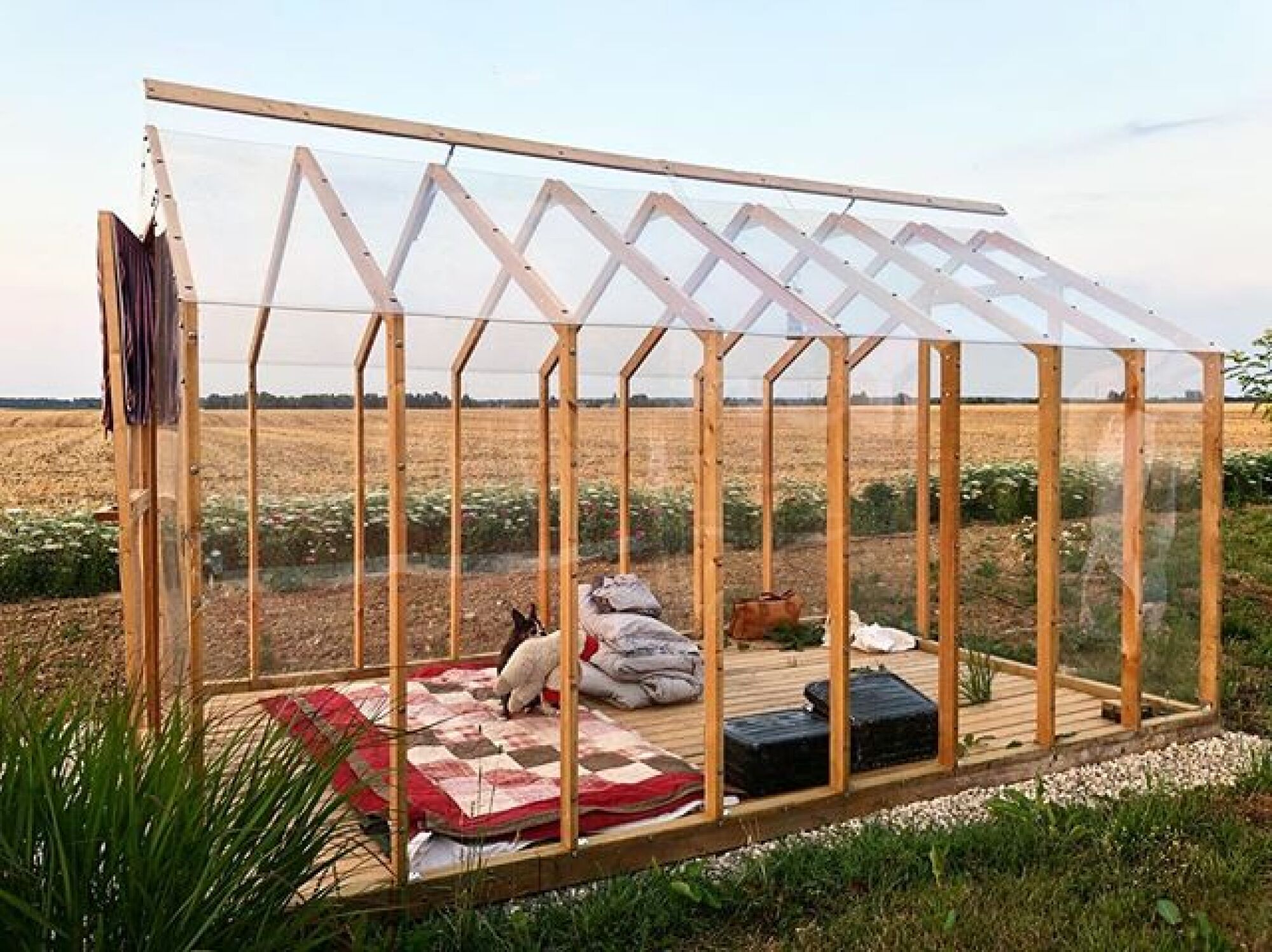 Serre en bois dans les jardins du Var