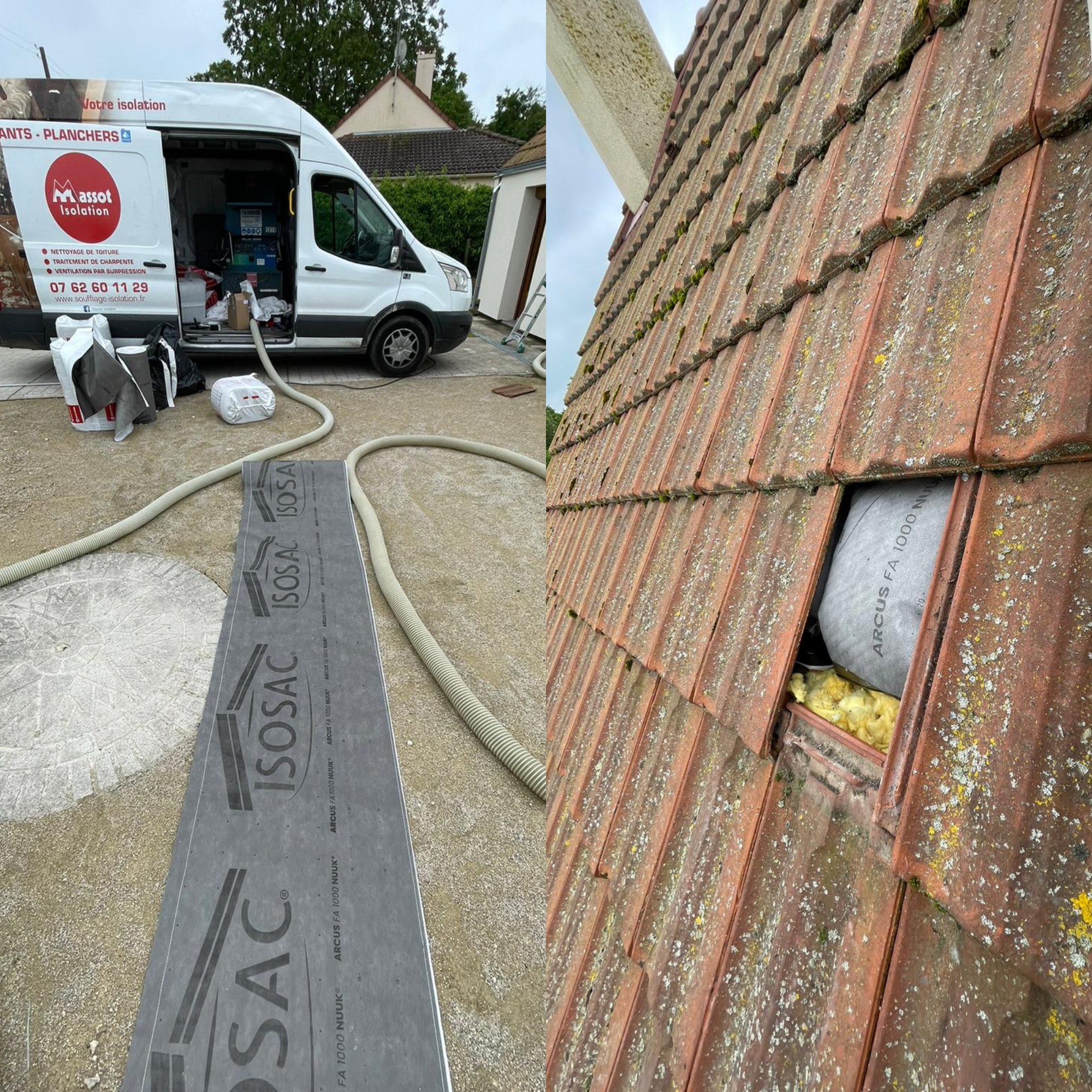 Isolation thermique des rampants de toitures par solution isosac laine de roche soufflée