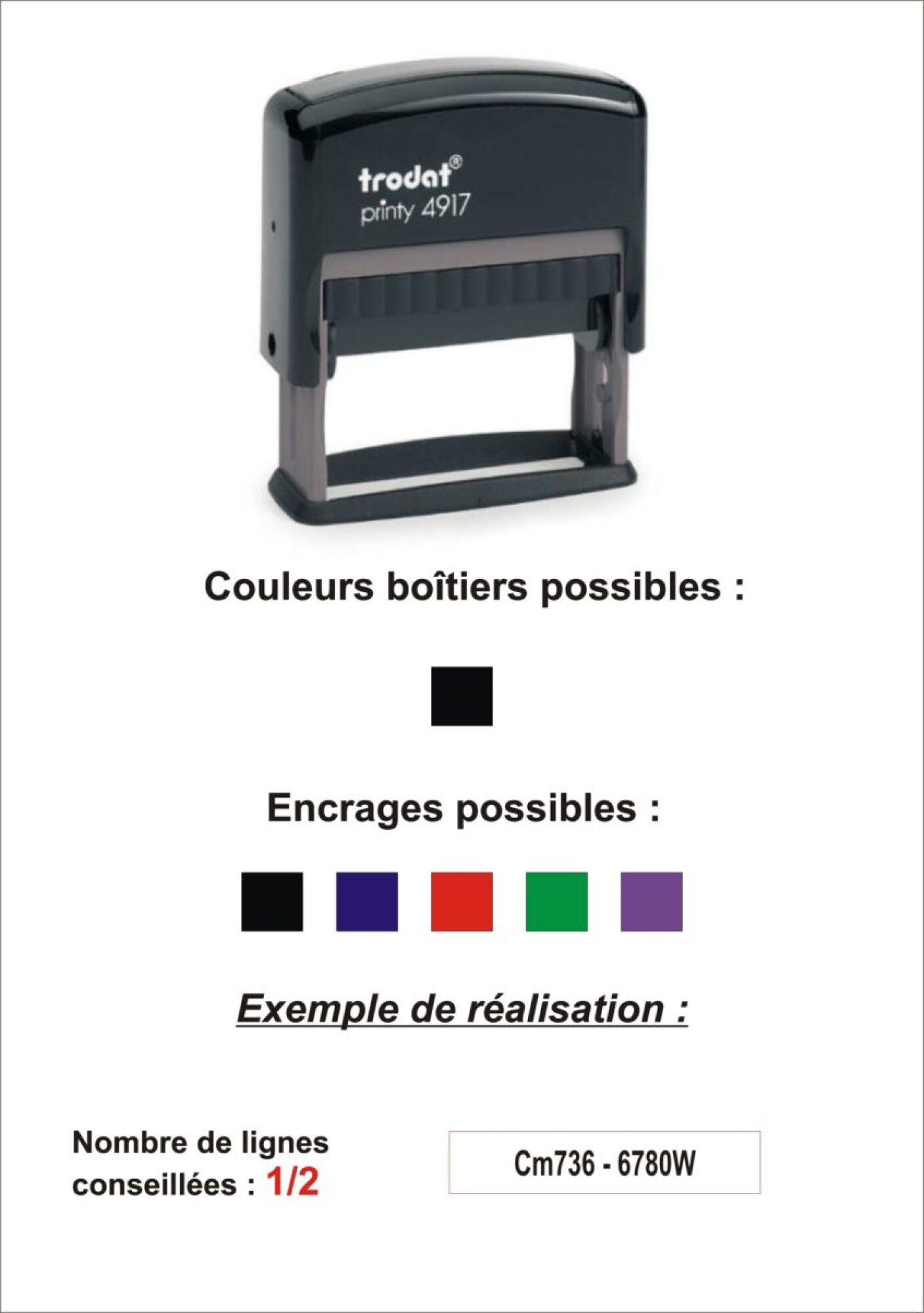 Vente tampon encreur caoutchouc 1 ou 2 lignes