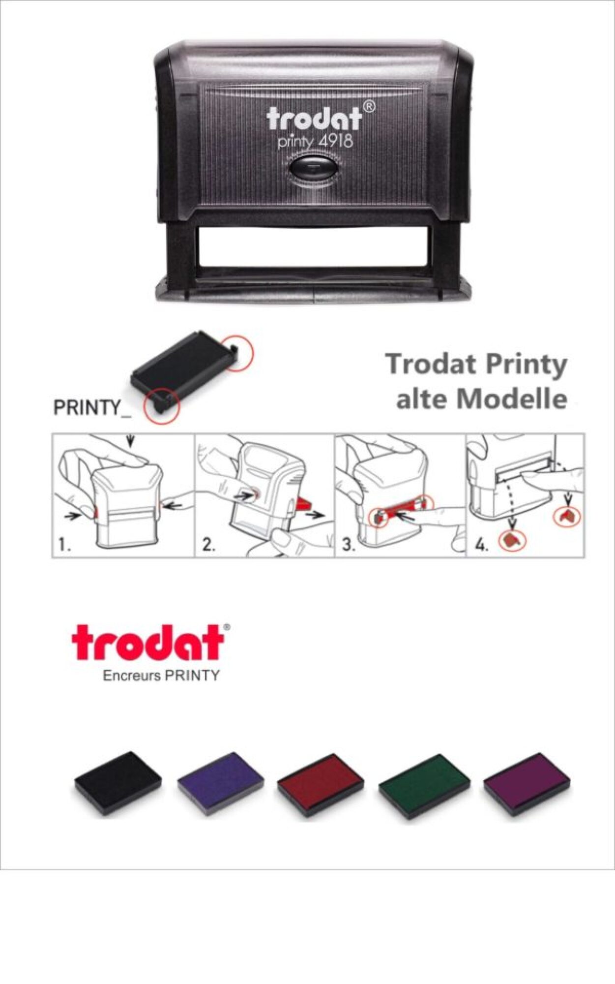 Vente tampon encreur caoutchouc 2 ou 3 lignes