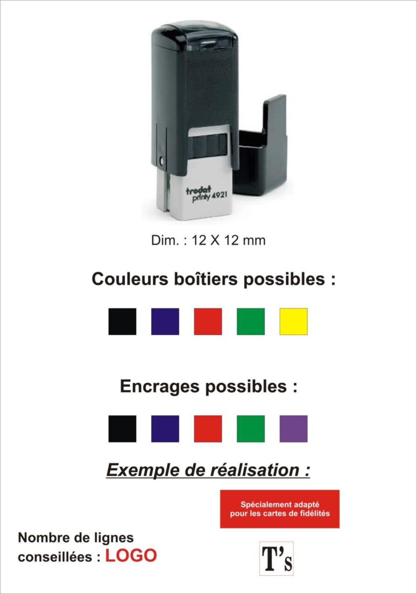 Vente tampon encreur caoutchouc logo ou lettre