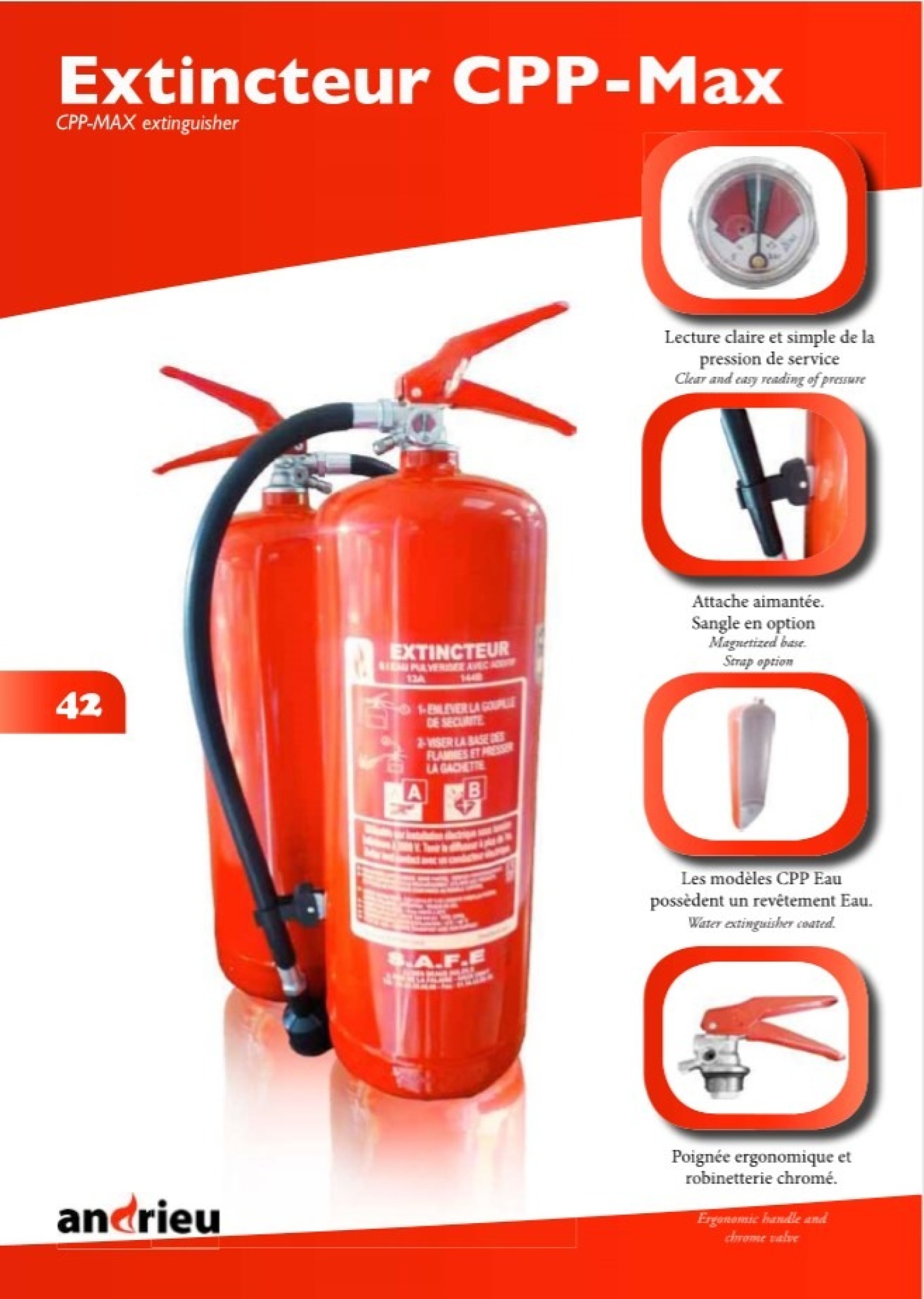 Extincteur pression permanente à eau 6L ou à poudre 6 Kg