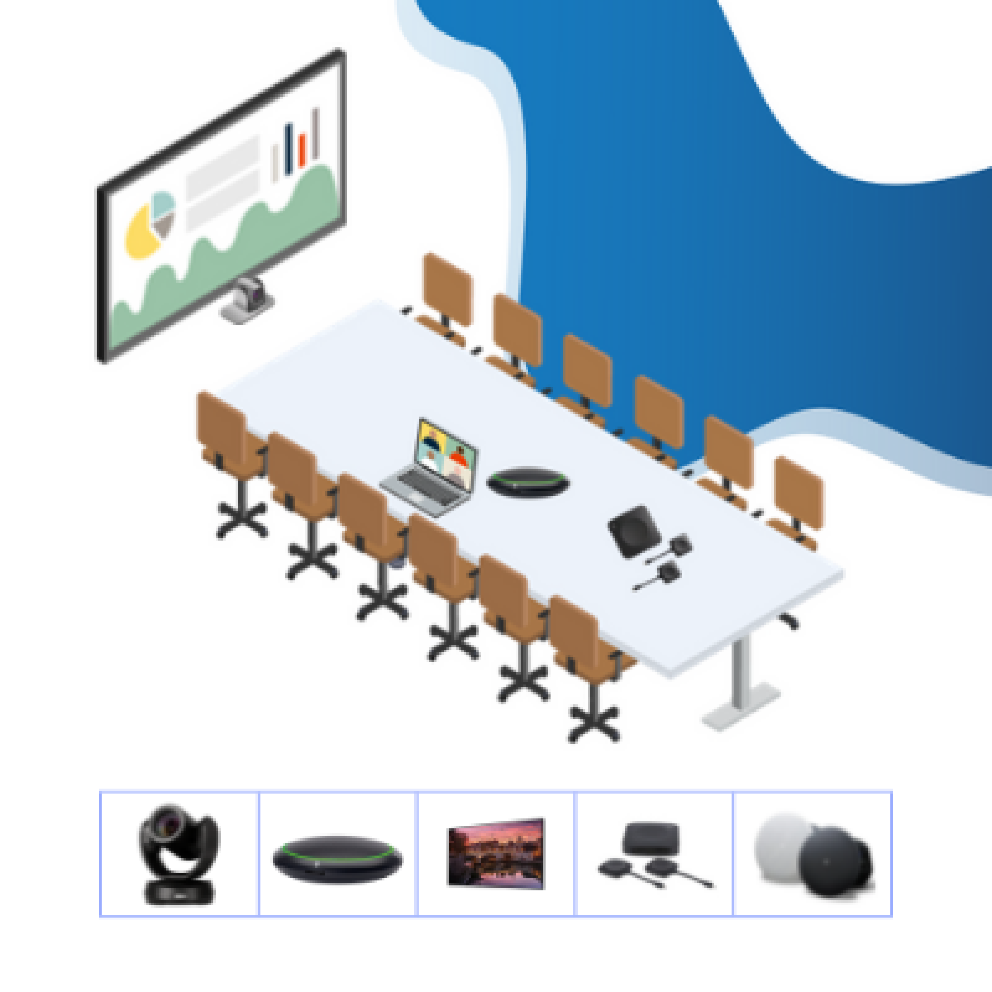 Salle de réunion visioconférence 10 / 20 personnes BARCO CX MXA310 AVER 520 PRO2 YAMAHA 85