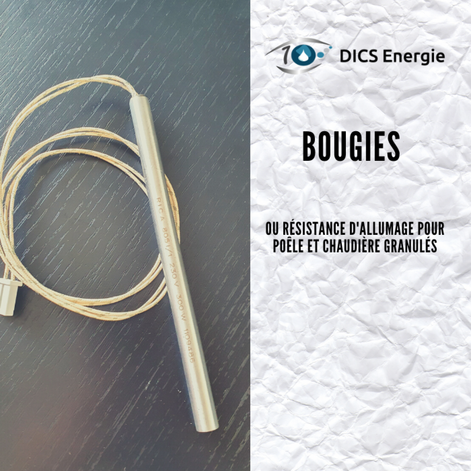 Bougies ou résistances d'allumage pour poêle et chaudière à granulés