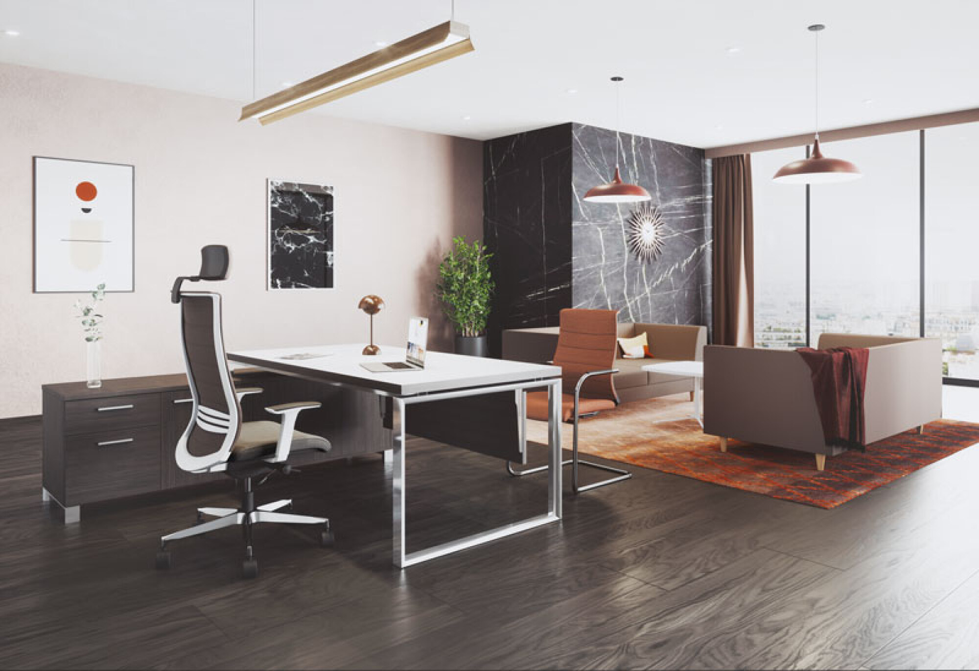 Bureau de direction Silver plan droit