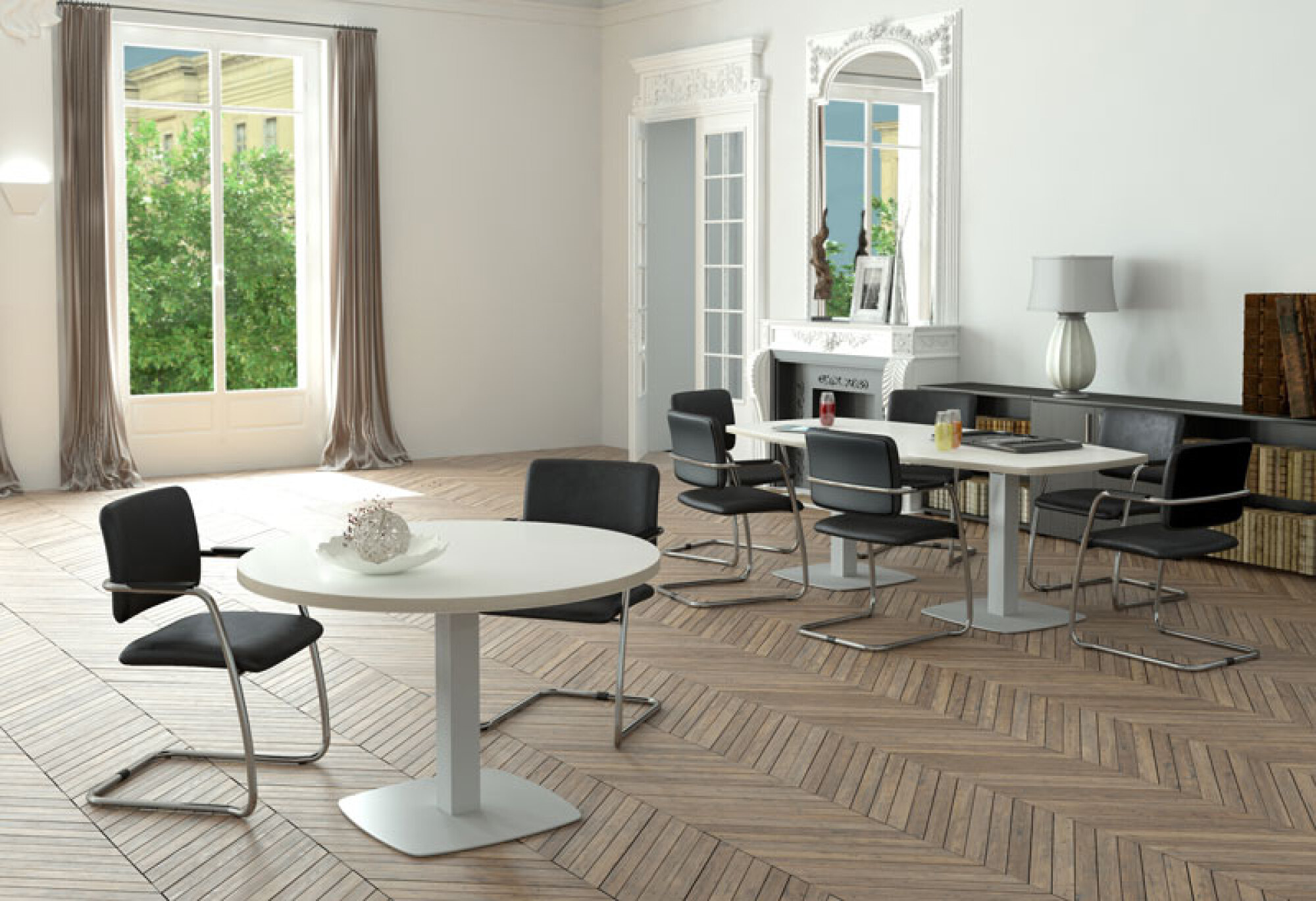 Chaise Easy pied luge dossier tissu