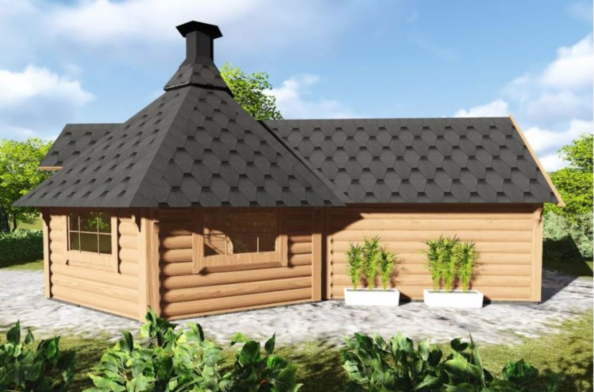 Kota mixte grill 9.2 m² extension sauna 2.50 m