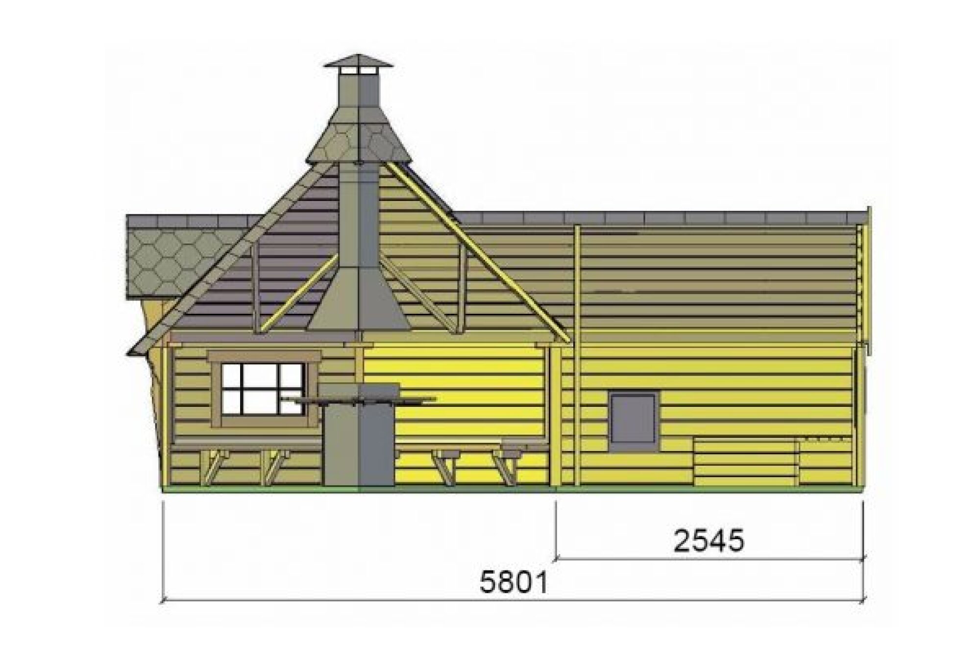 Kota mixte grill 9.2 m² extension sauna 2.50 m