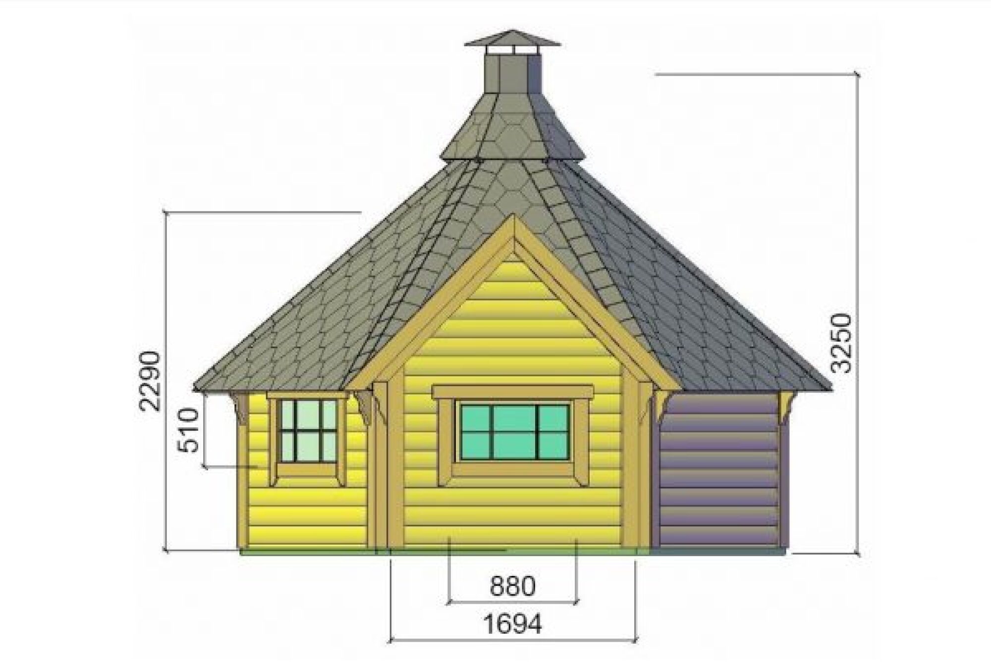 Kota mixte grill 9.2 m² extension sauna 2.50 m