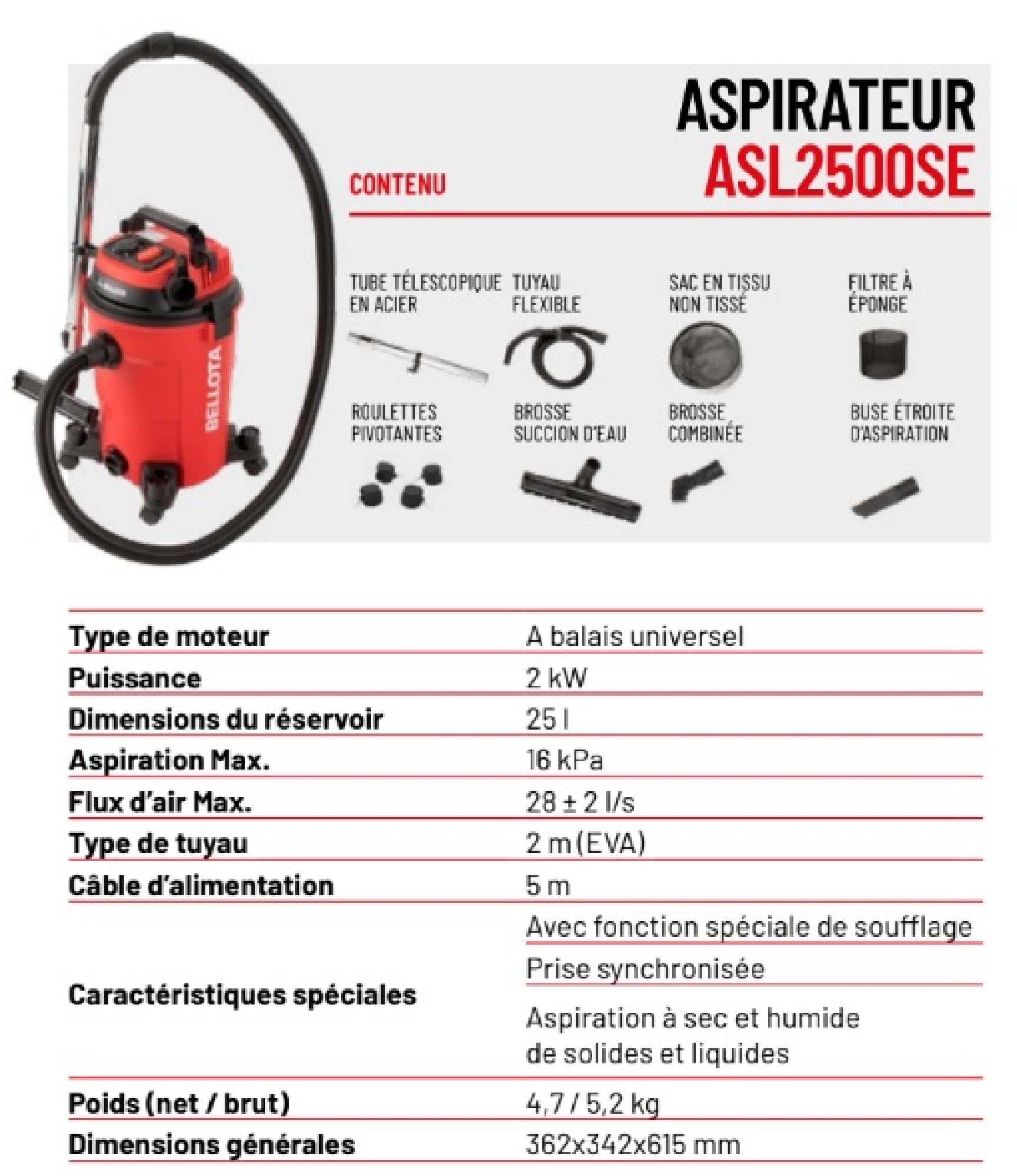 Aspirateur de chantier Bellota