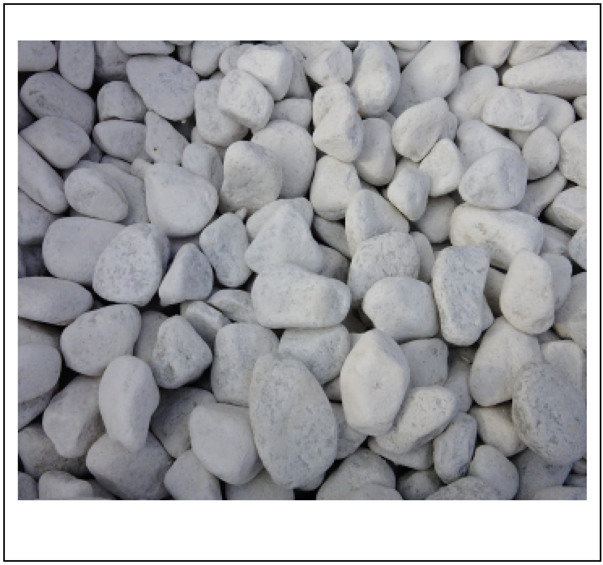 Paillage minéral :  Galets blancs 40/60 et 24/40