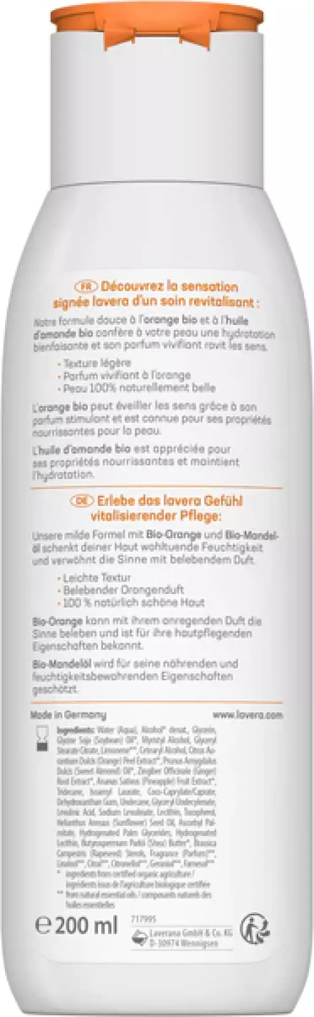 Lait Corps Revitalisant Orange Huile d'Amande BIO