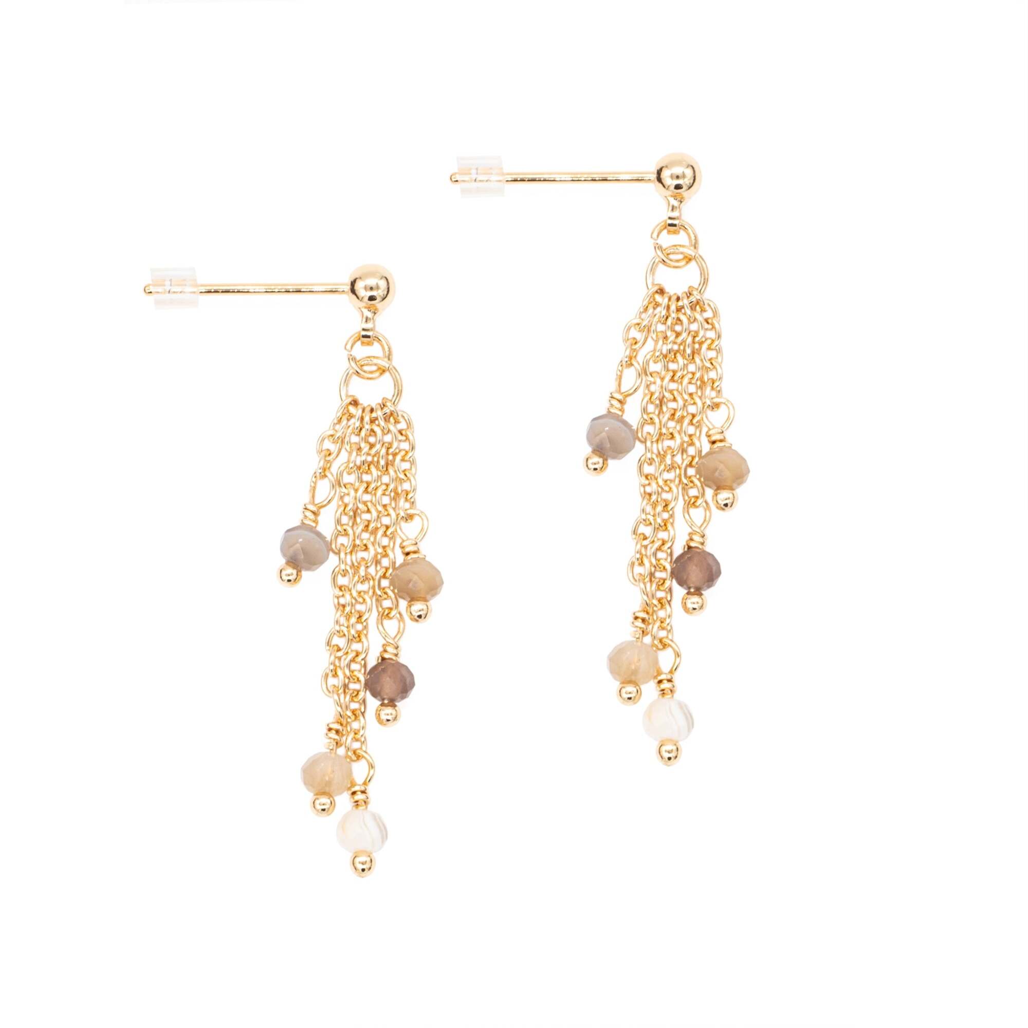 Boucles d'oreilles Bianca en pierres Agate Botswana