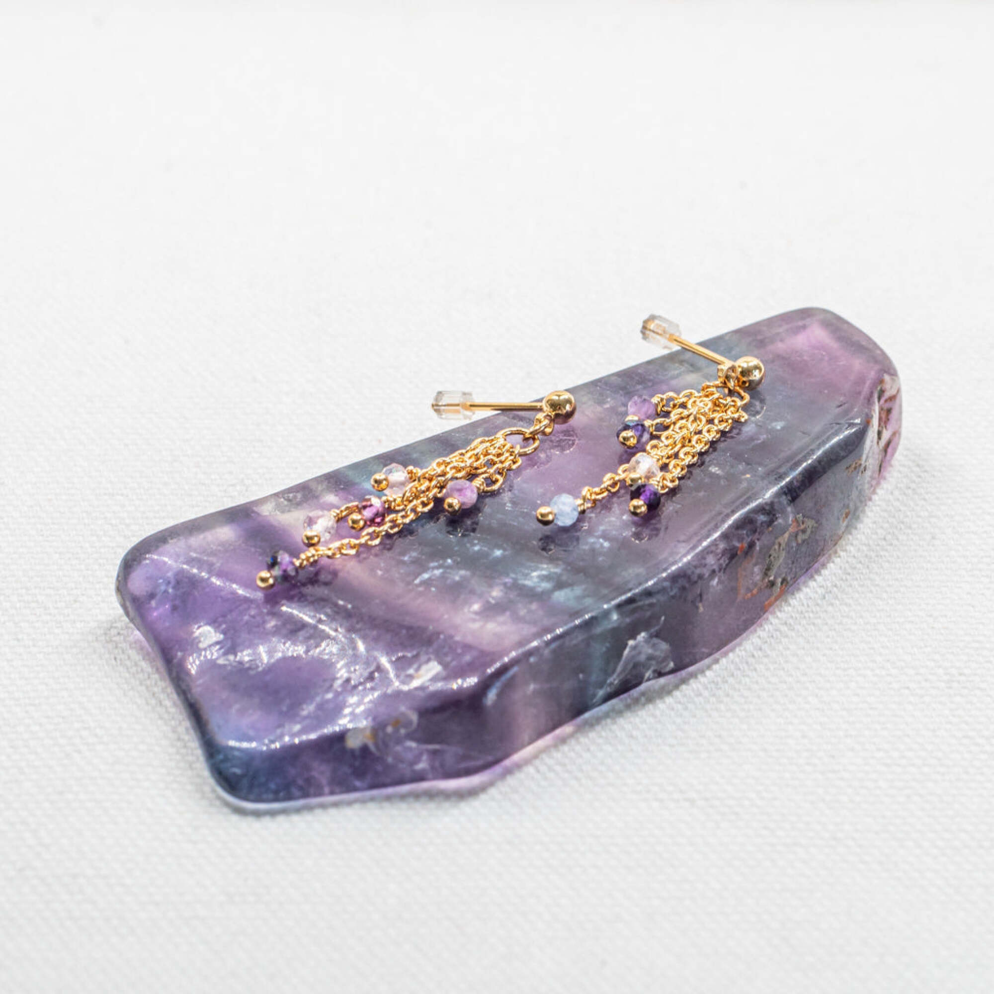 Boucles d'oreilles Bianca en pierres Fluorite
