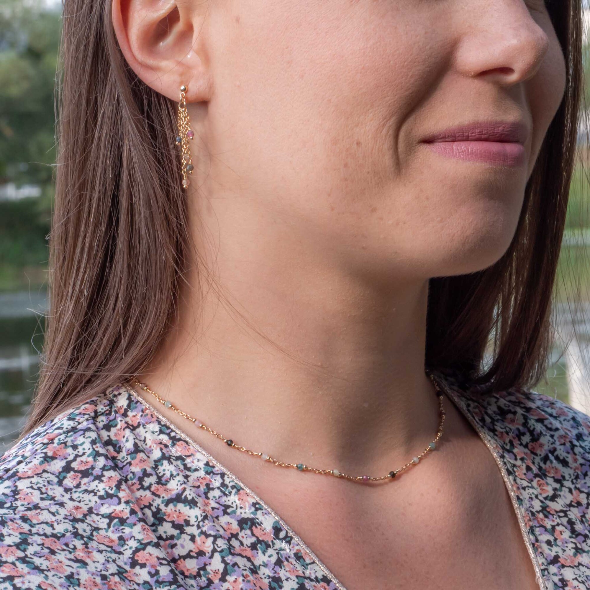 Boucles d'oreilles Bianca en pierres Tourmaline