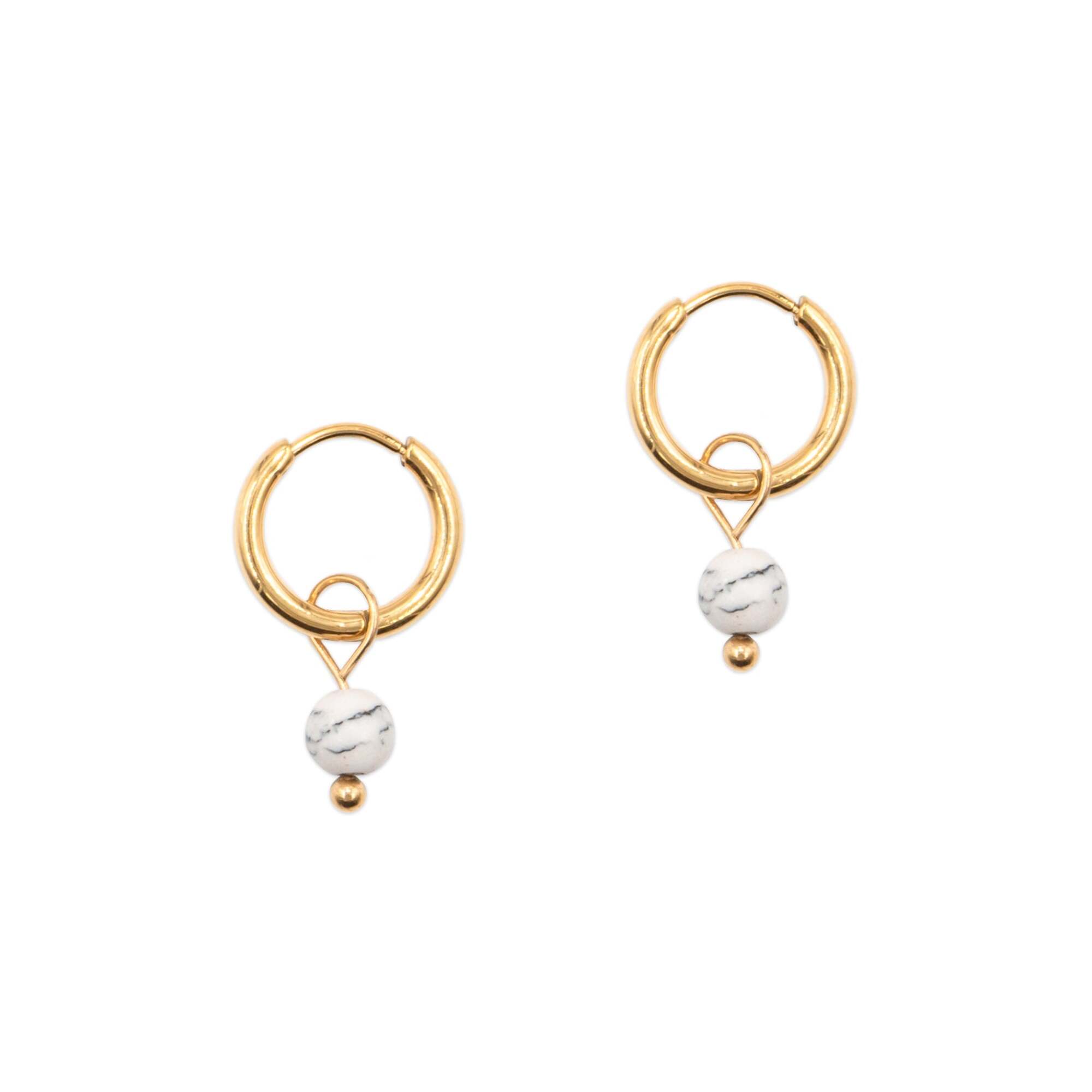 Boucles d'oreilles créoles Serena en pierres Howlite