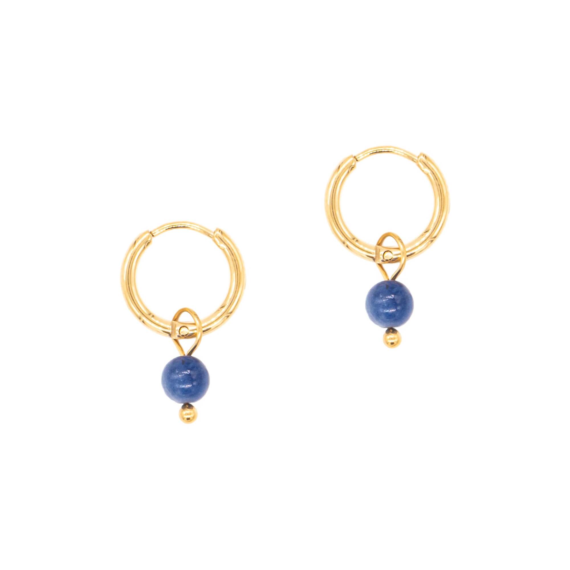 Boucles d'oreilles créoles Serena en pierres Sodalite