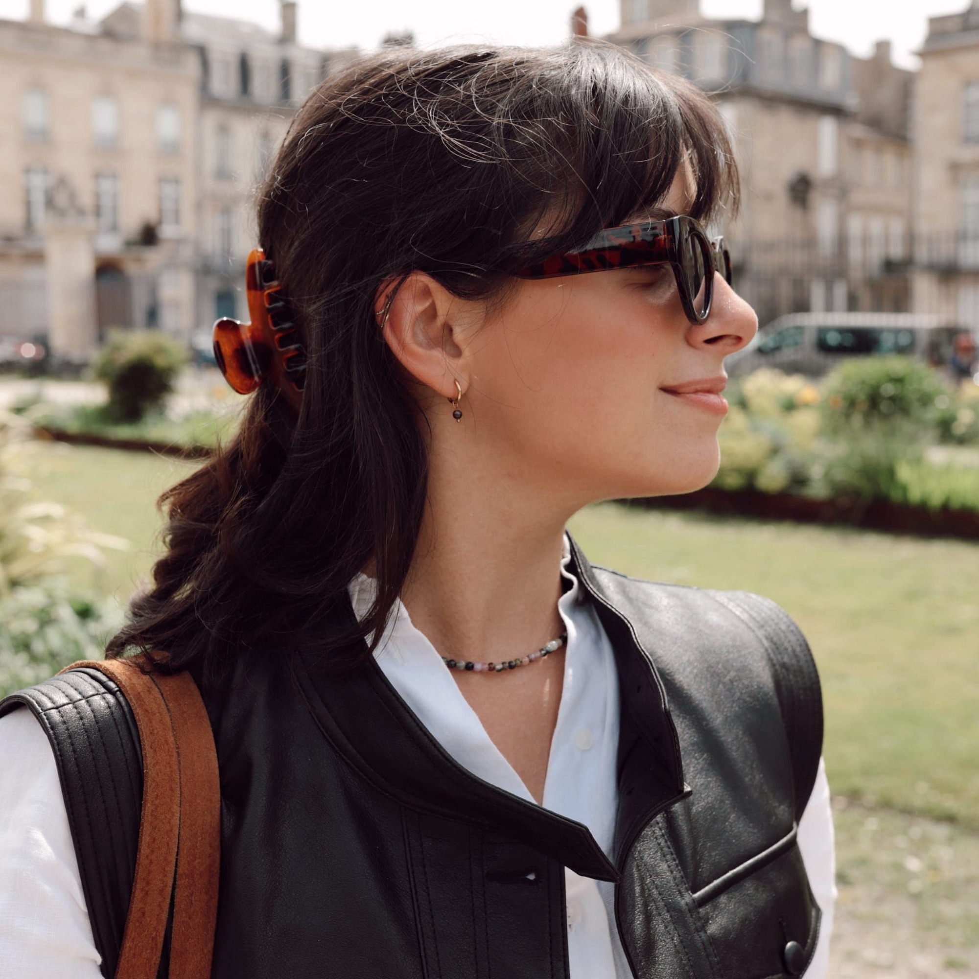 Boucles d'oreilles créoles Serena en pierres Tourmaline