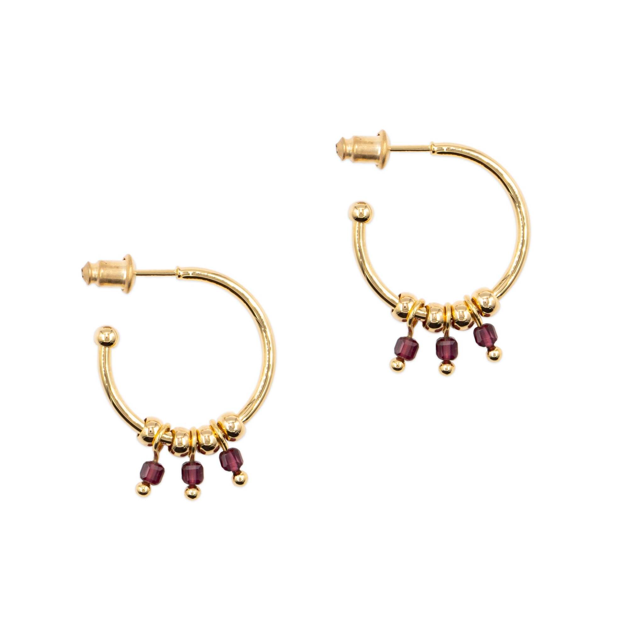 Boucles d'oreilles Karia en pierres Grenat