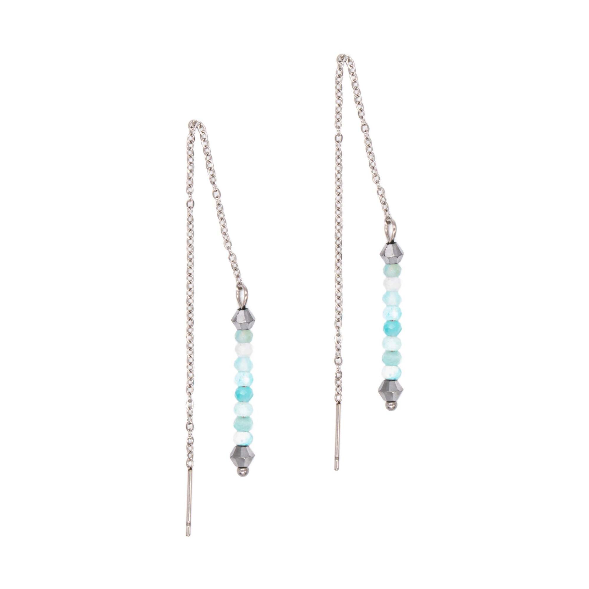 Boucles d'oreilles pendantes Lumia en pierres Amazonite