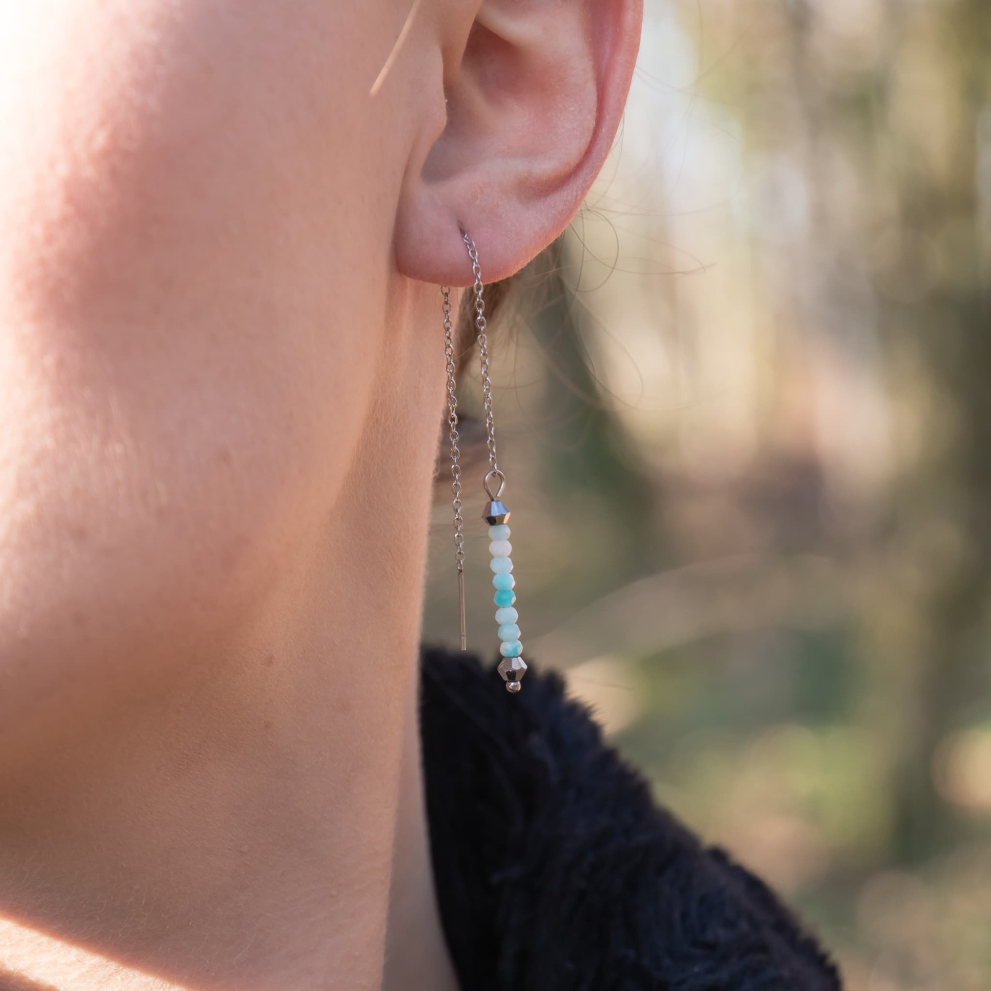 Boucles d'oreilles pendantes Lumia en pierres Amazonite