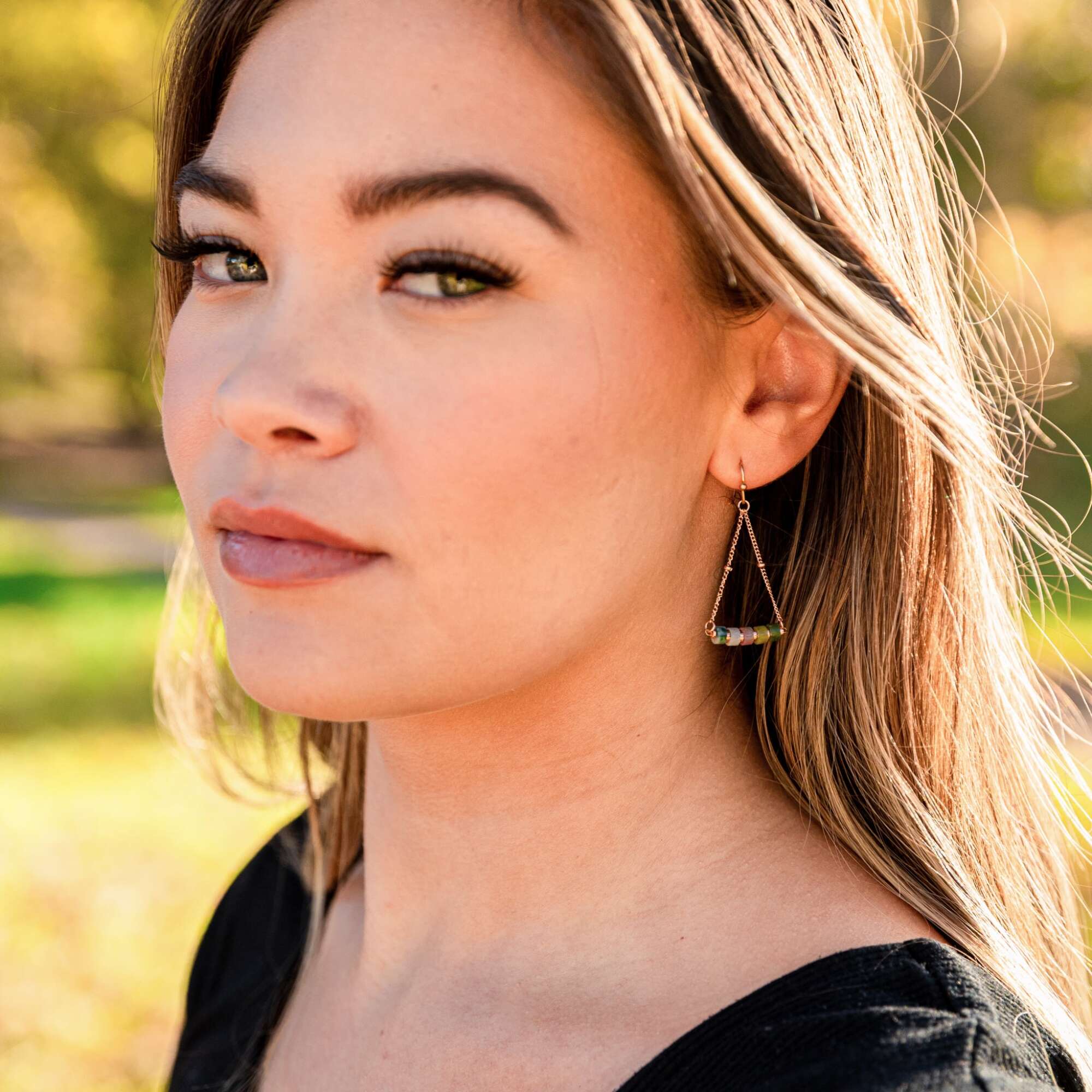 Boucles d'oreilles Piana en pierres Agate Aquatique