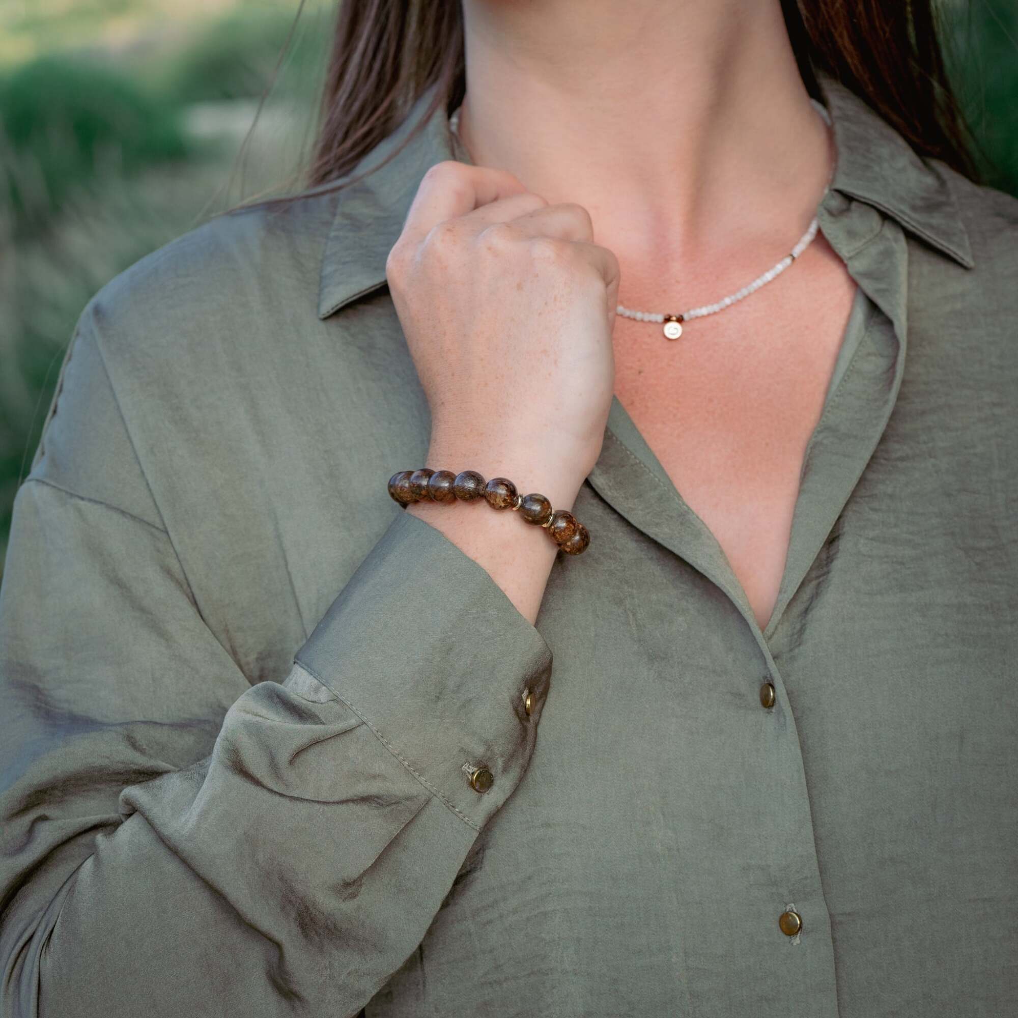 Bracelet Kamelia en pierres Bronzite